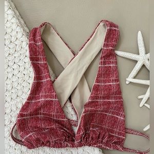 Tavik Red and White Bikini Top